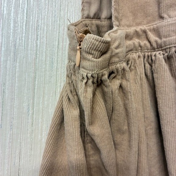 Tan Kids Corduroy Overall Dress with Mushroom Embroidery Size 7 - Picture 6 of 8